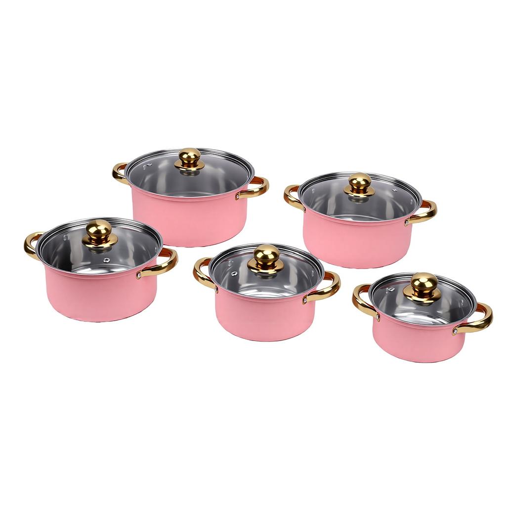 Cookware Set 16cm 18cm 20cm 22cm 24cm Even Heating Stainless Steel Stock Pots with Glass Lids for Kitchen Cooking