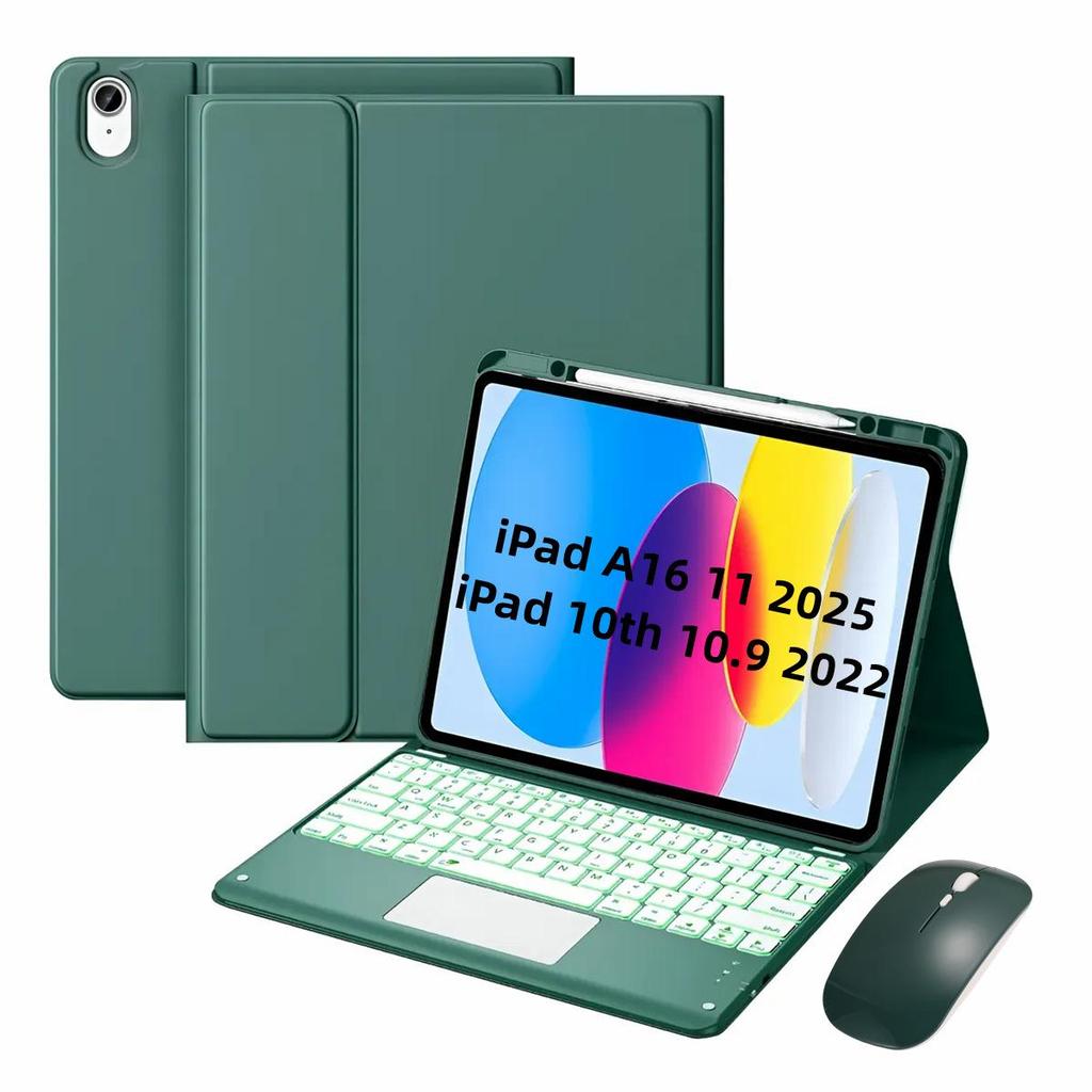 Étui Protecteur en Cuir pour Tablette iPad a16 Pro11 avec Clavier Rétroéclairé Air11 Touch et Support Magnétique pour Stylet M4