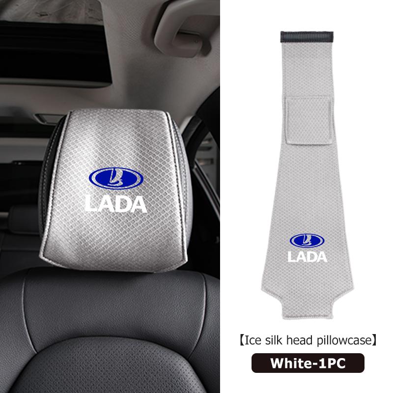 Car Seat Back Headrest Ice Silk Support Pad Head Pillow Covers For Lada Niva Vesta 4X4 Samara Kalina Largus Priora Granta