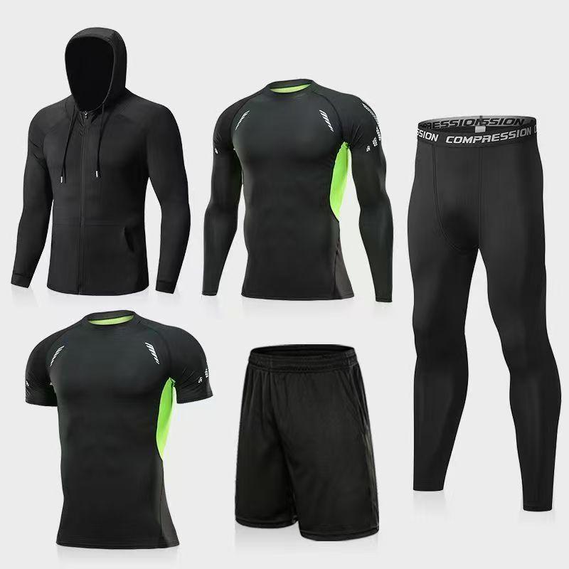 Conjunto Deportivo de Secado Rápido para Hombre de 5 Piezas Seda Helada Ropa para Correr Gimnasio Baloncesto Ligero Transpirable
