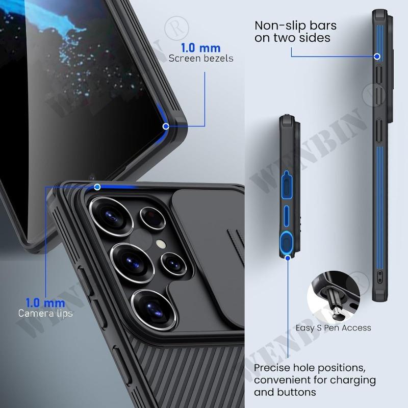 Etui Do Samsung Galaxy S25 S24 S23 Ultra Plus CamShield Pro Magnetyczne Zsuwana Osłona Kamery Tylna Pokrywa Osłona Ochronna Capa Fundas
