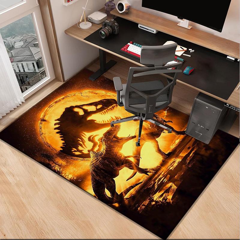 Dinosaur Moonlit Adventure Office Rug Chair Mat, Game Carpet, Suitable for Front Door, Bedroom, Living Room, Desk, Holiday Gift