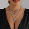 Trendy Sunflower Heart Multi-Layer Necklace - Cool & Creative Style for Women
