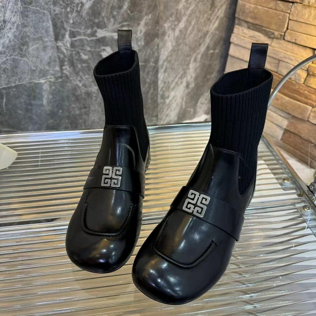 

Спортивные~ Французская версия модных носков-ботильонов класса люкс эластичные тонкие ботильоны женские универсальные ретро британские на толстом каблуке короткие ботинки Мартин 40