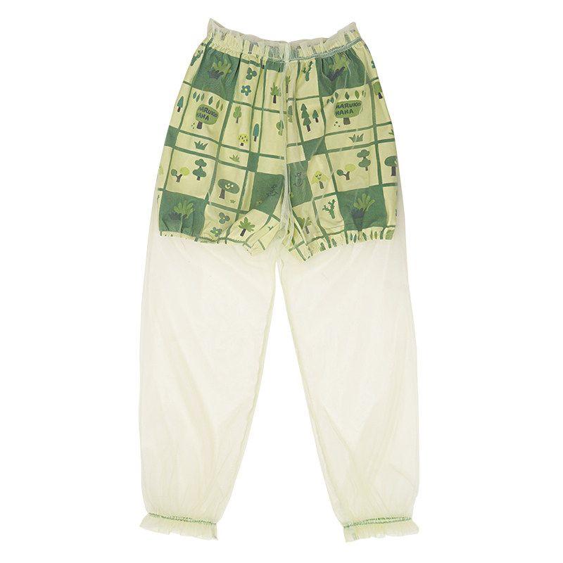 Toothpick Pills and Friends [Childlike Heart Full Graffiti] Original Full Printed Mesh Girls' Anti Mosquito Pants Trousers