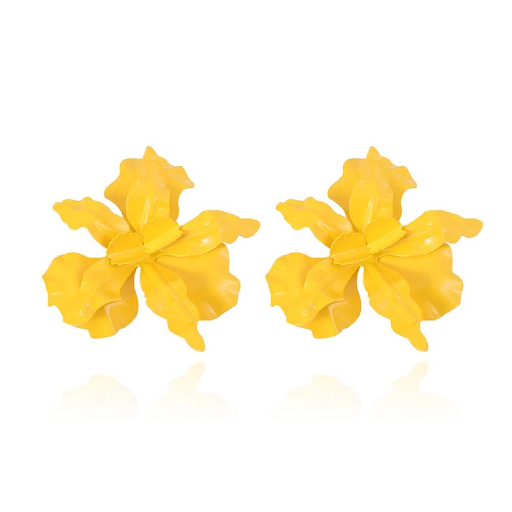 Pleated Large Flower Earrings Irregular Ear Accessories Exaggerated Flower Earrings Party