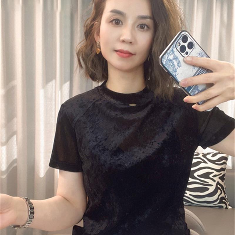 

2024 Summer Plus Size Women s Casual Slimming Short Sleeve Top XL чорний