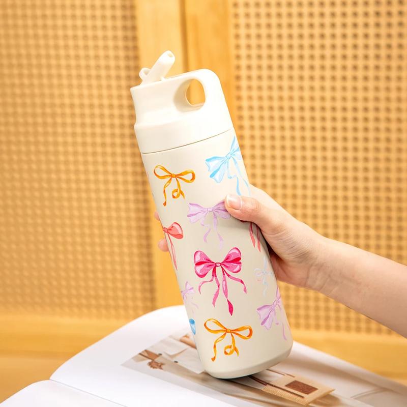 550ML Stainless Steel Insulated Cup Portable Thermos Cup Anti-drop Straw Water Bottle Outdoor Sport Insulated Water Bottle