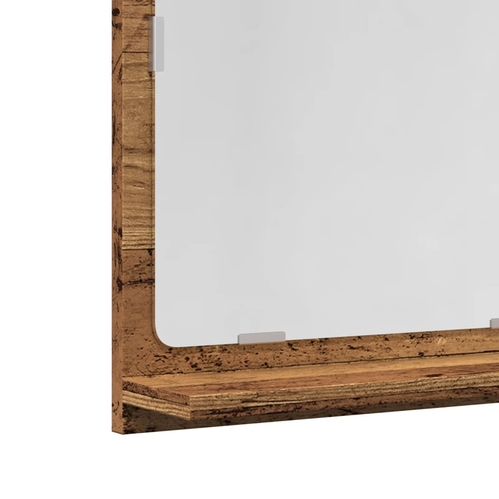 Retro Badezimmerspiegel mit Ablage, wandmontierter Bade- und Schminkspiegel, 40x11x37 cm