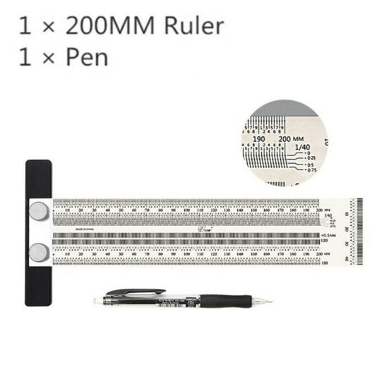 Stainless Steel Precision Marking Measuring Scale Ruler Pen Woodwork Accessory