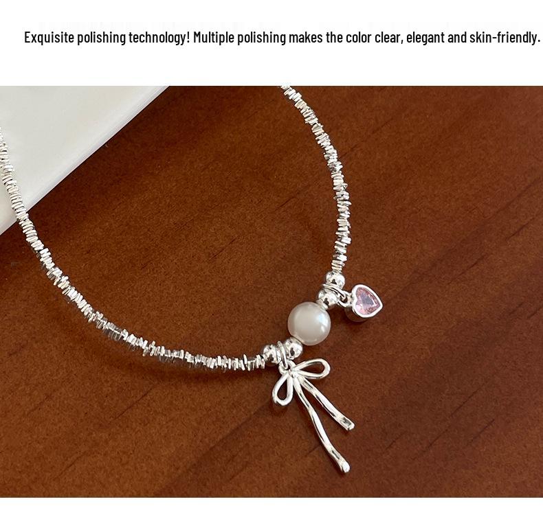 Banyan Tree S925 Silber Herz Schleife Perlenarmband - Süßer koreanischer Stil Schmuck.