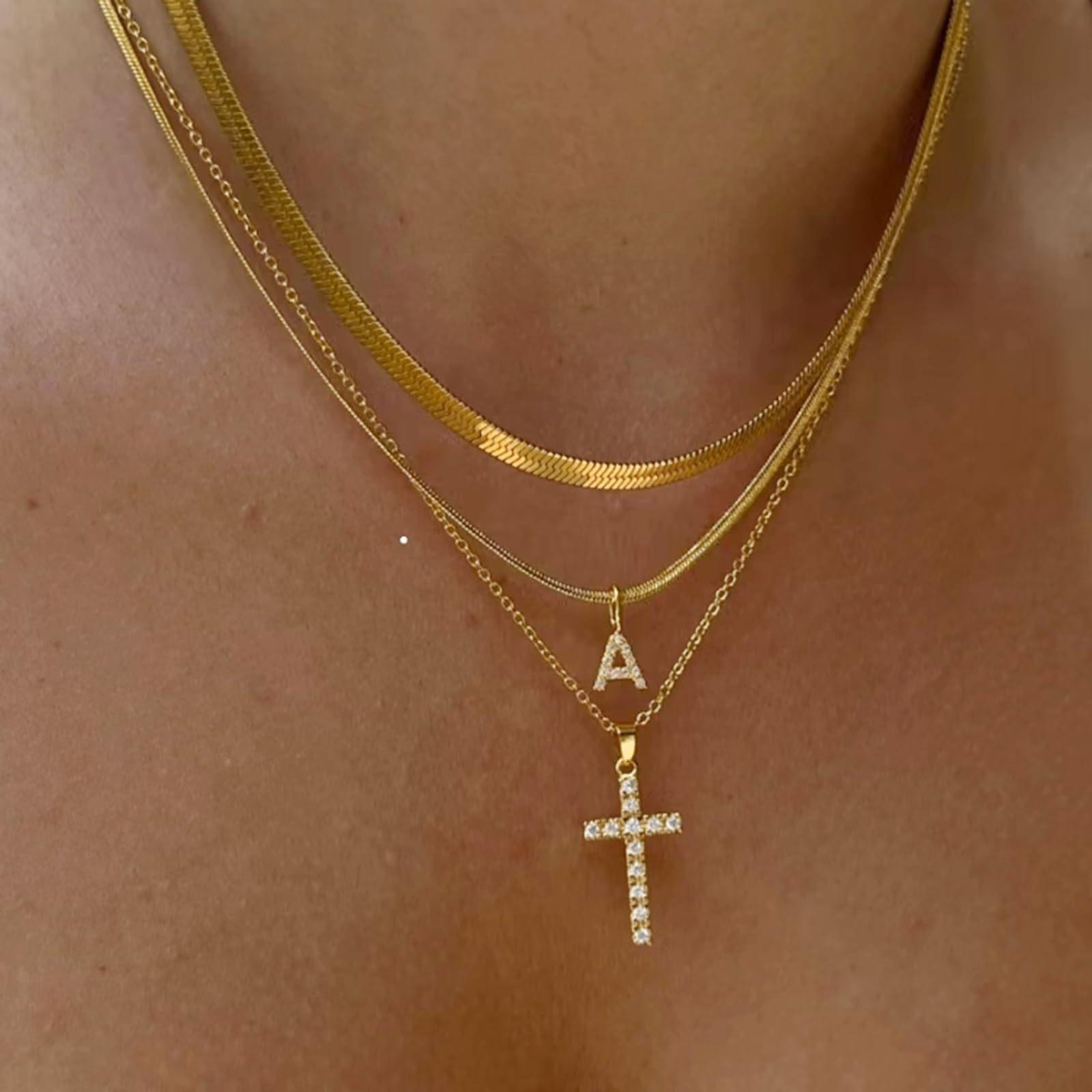 26 Initials Necklace Layered Necklace Gold Silver Simple Item Jewelry Women s