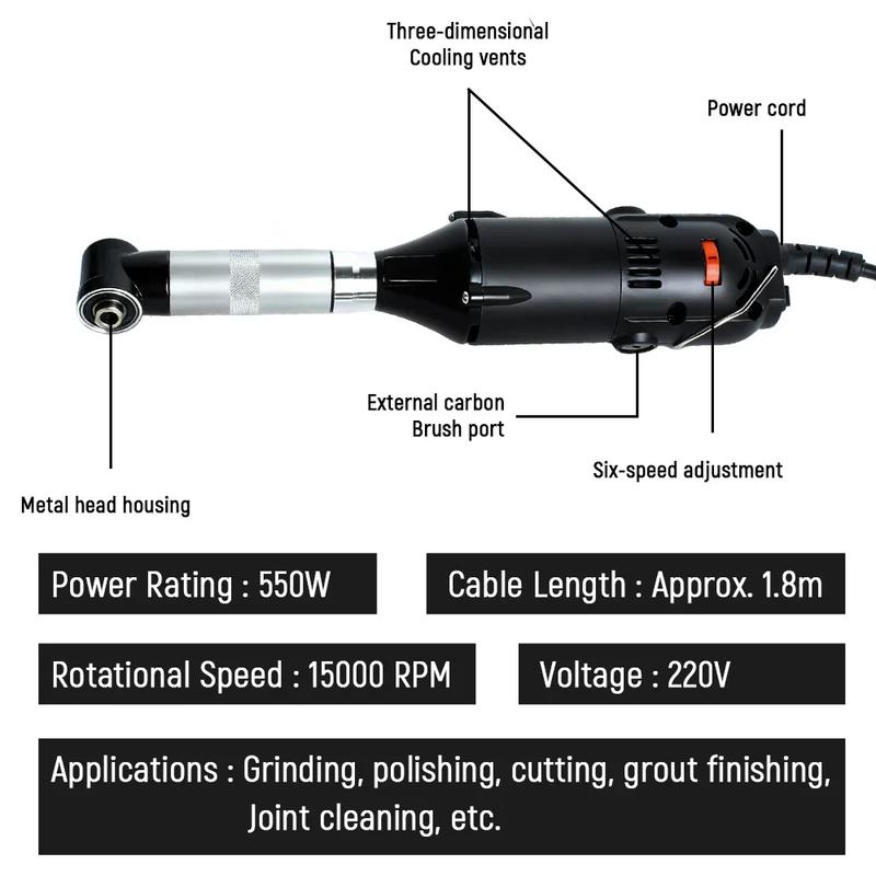 550W 90 Degree Micro Angle Grinder Electric Die Grinder Tile Seam Cleaning Machine Polishing Engraving Tool
