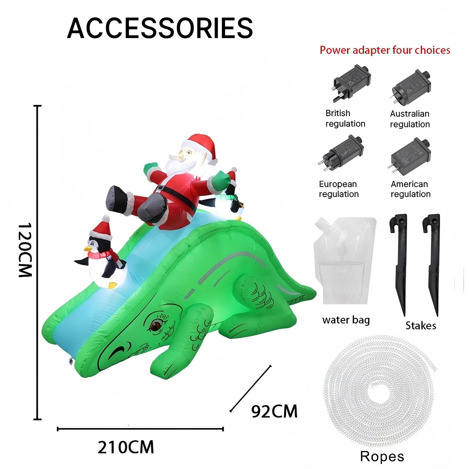 

6.8FT LED Inflatable Xmas Yard Decor Santa Dinosaur Slide Penguins Christmas Decoration Gifts Toy Supplies Home Decor Ornaments UK Plug