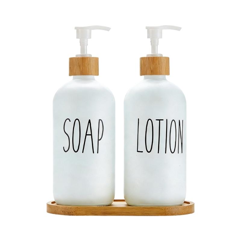 2 STuks 500ml Glazen Zeepdispenser Met Drukpomp Zeepdispenser Voor Reizen Of Huis Badkamer Aanrecht Accessoires