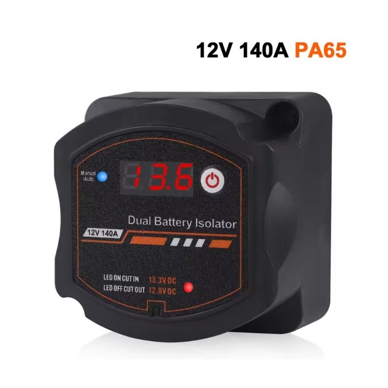 Waterproof Car Relays Voltage Setting 12V 140A Double Battery Isolator Digital Voltage Sensitive Relays LCD Display