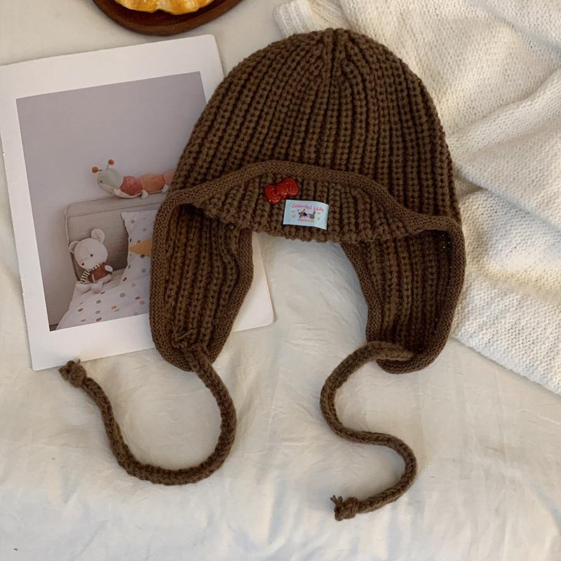 

2025 Cartoon Puppy Patch Women s Windproof Beanie: Lei Feng Hat, Autumn/Winter Korean Style for Large Head Circumference кавовий