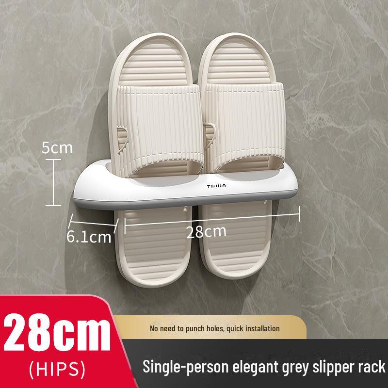 

Настінна полиця для капців у ванній кімнаті в японському стилі з двома рядами - просте пластикове рішення для зберігання взуття