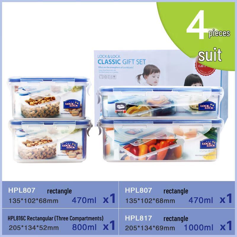 LOCK&LOCK 4-Piece Plastic Food Storage Container Set