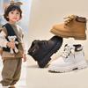 Kids Short Boots Side Zipper Round Toes Children Ankle Boots Waterproof 2025 New Fashion Boys Girls Leather Boots Pu Soft Bottom