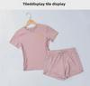 Women's Breathable Summer Yoga and Running Set: Loose Fit, Quick-Drying Shorts with Short Sleeves.