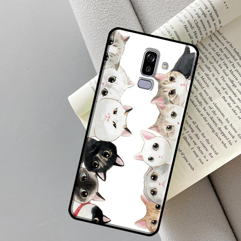 Cute Kawaii Cat Case For Samsung Galaxy J4 J6 Plus A6 A7 A8 A9 J8 2018 A3 A5 J1 2016 J3 J5 J7 2017 Cover