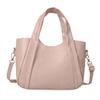 2023 Leather Tote Bag Solid Color Fashion Handbag Large Capacity Versatile Bucket Bag Shoulder Bag for Women Girl PU Bag  Pink
