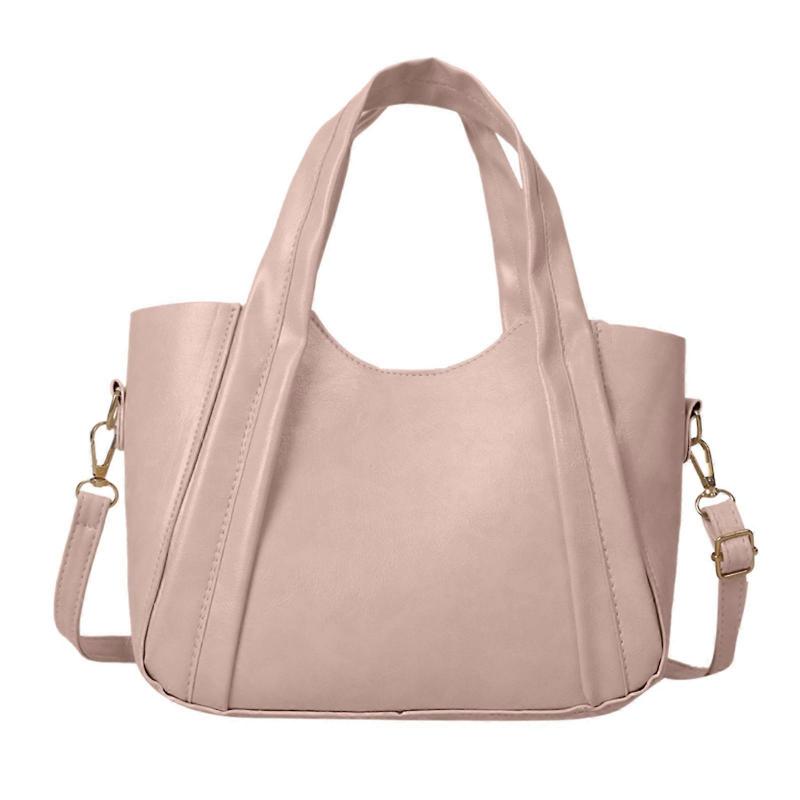 2023 Leather Tote Bag Solid Color Fashion Handbag Large Capacity Versatile Bucket Bag Shoulder Bag for Women Girl PU Bag Pink