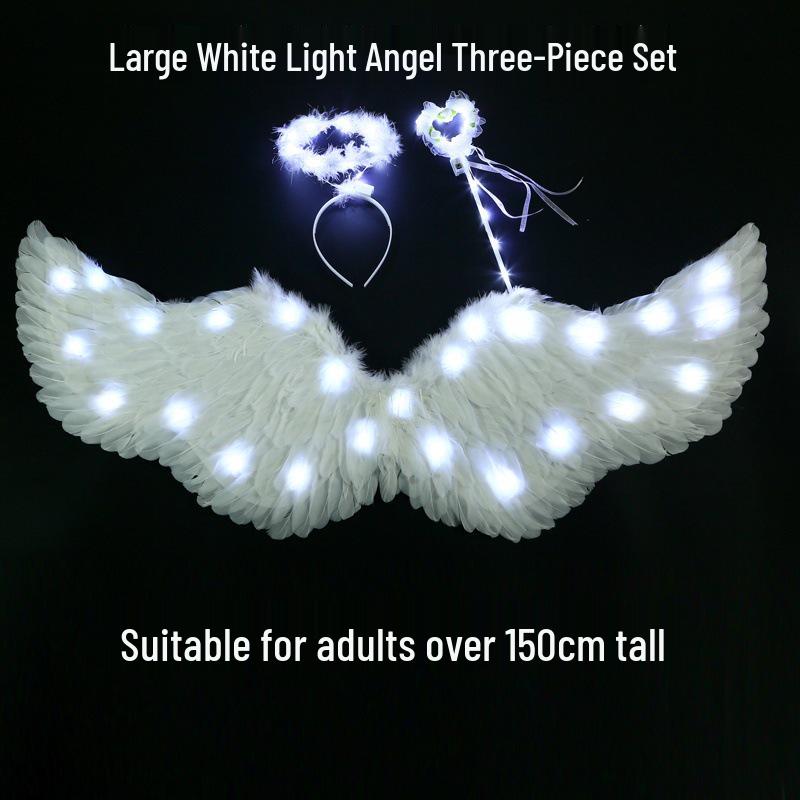 Children's Glowing Angel Feather Wings Costume Prop for Girls & Adults - Fairy, Elf, Cosplay & Photoshoots