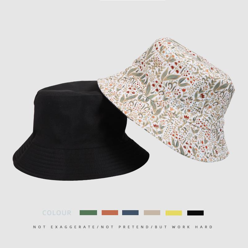 Versatile Style Hat Flower Printing Womens Sunshade Fishermans Hatscaps