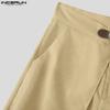 INCERUN Men Zipper Button Waist Layers Casual Half Wide Leg Short Pants Shorts