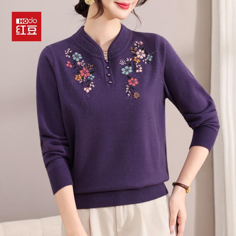 Hodo Mid-Aged Women's Embroidered Knit Sweater