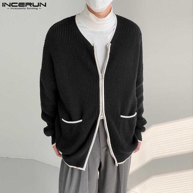 

INCERUN осень-зима мужские цветные вязаные пальто с длинными рукавами