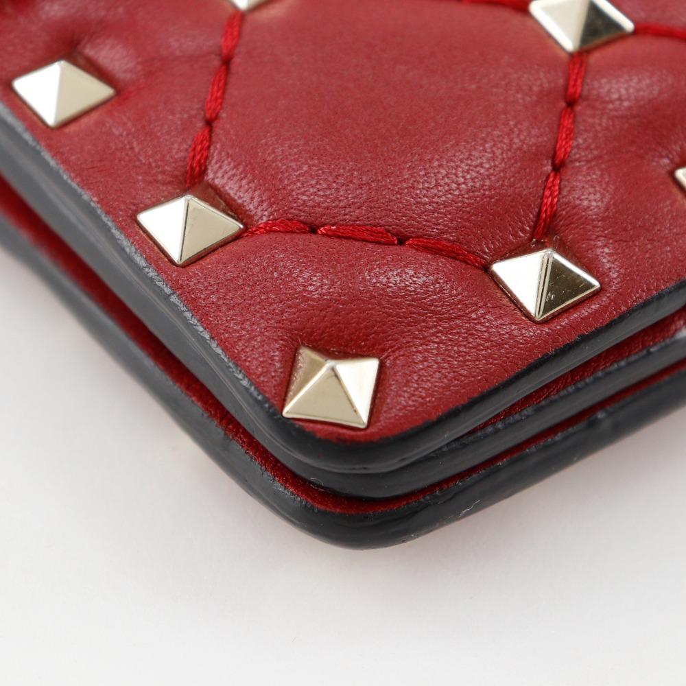 Valentino Garavani Rock Studs Shoulder Bag MW0BCA23NAP Mini Shoulder Wallet Shoulder Red Leather Women Used