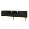 TV Cabinet, Modern TV Furniture with Golden Legs and Moldings, 2 Drawers & 2 Compartments, Elegant Design