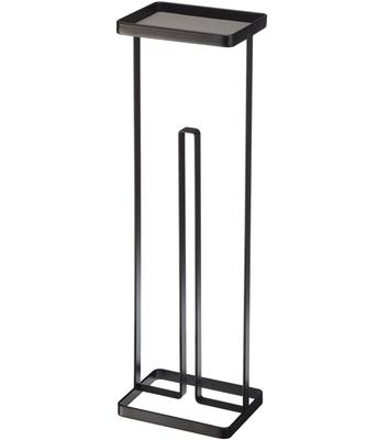 Yamazaki Toilet Paper Stand with Tray, Black, Approx. W16 X D12 X H52cm, Tower Toilet Storage Shelf, 7740