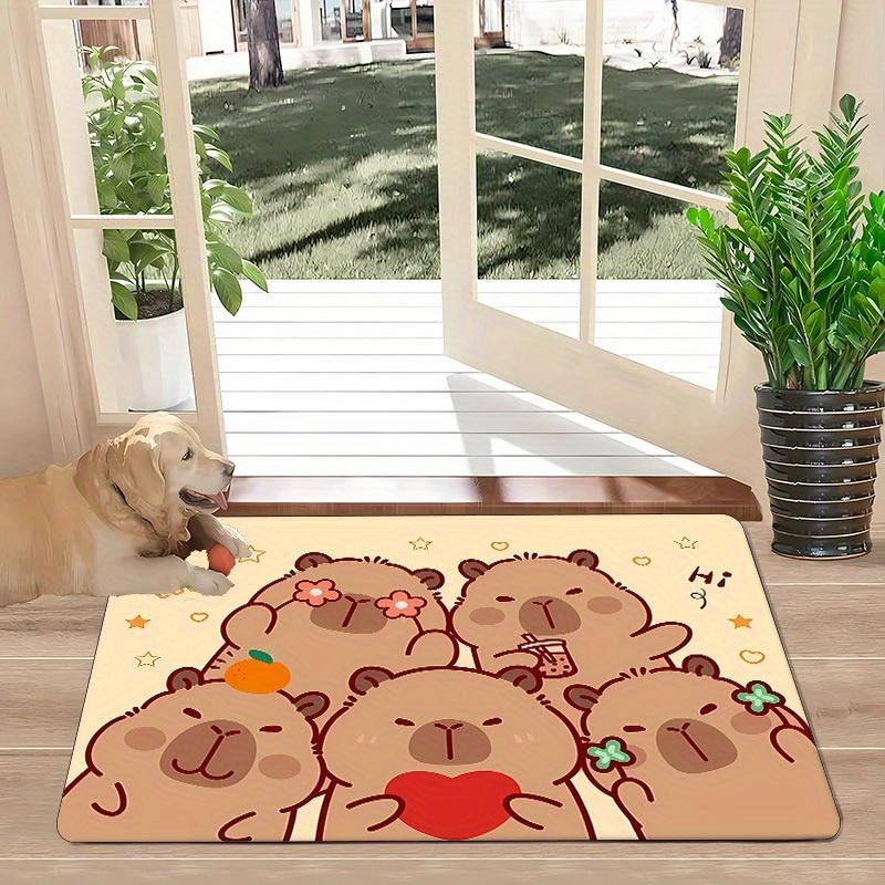 VIKAMA Adorable Capybara Lucky Doormat Entrance Mat for Kids' Room Instagram-Style Living Room Foot Mat Warm and Healing