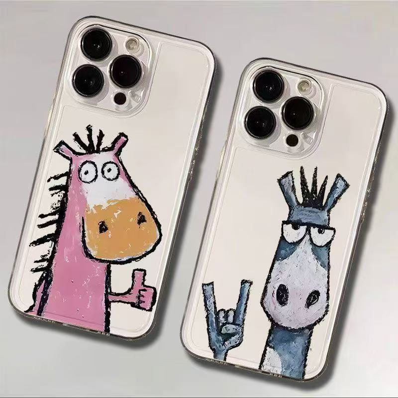 Cartoon Horse Donkey Phone Case For iPhone 17 Pro Max 16 Pro 15 Plus 14 13 Mini 12 11 16E Plus 17Air Fashion Soft Case