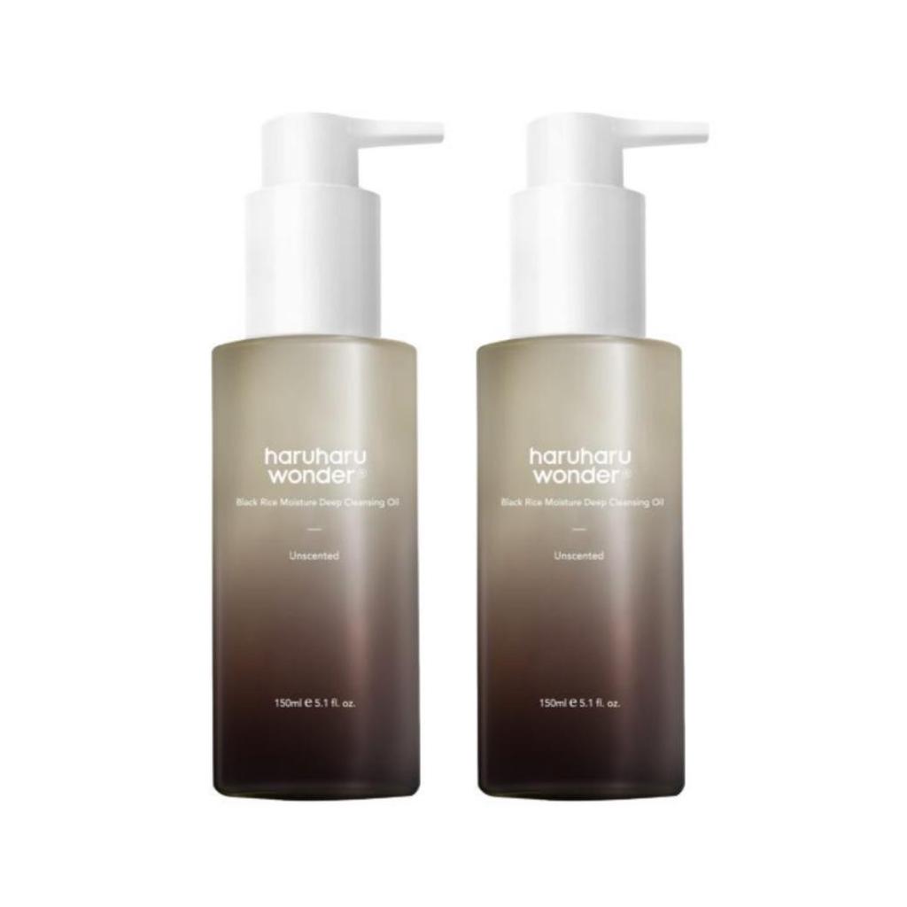 Haruharu Wonder Black Rice Moisture Deep Cleansing Oil 150ml (1+1 Set) - Hydrating deep-cleansing oil that melts makeup, sunscreen & impurities