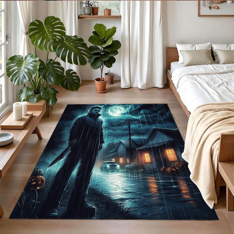 Crystal Velvet Rug Soft Non Slip Indoor Floor Mat Home DecorHalloween Michael Myers