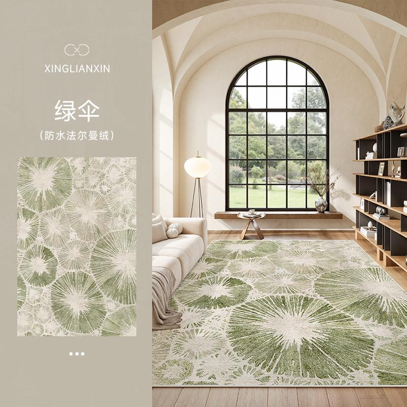 Green Carpets for Living Room French Cream Style Bedroom Decor Thick Rug Washable Lounge Anti-slip Carpet Home Soft Bedside Mat