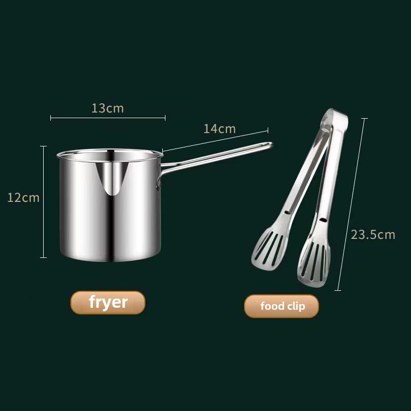 304 Stainless Steel Mini Frying Pan with Filter for Induction Cookers - Fuel-Saving, Multifunctional Household Use