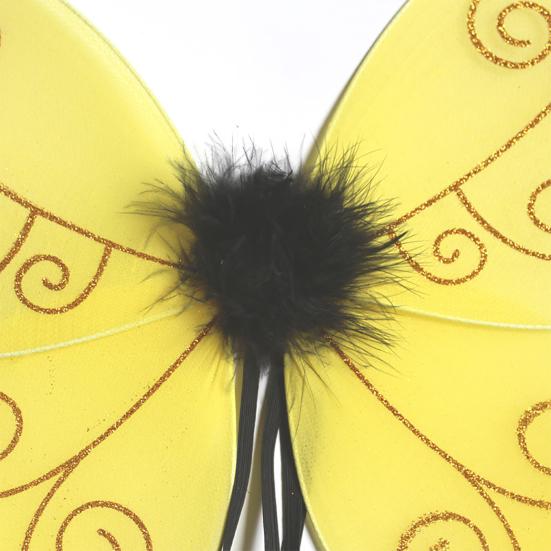 Halloween Bee Wing for Kids Boys Girls Yellow Mesh Wing Costume Animal Cosplay Headband for Fantasy Party Accessories
