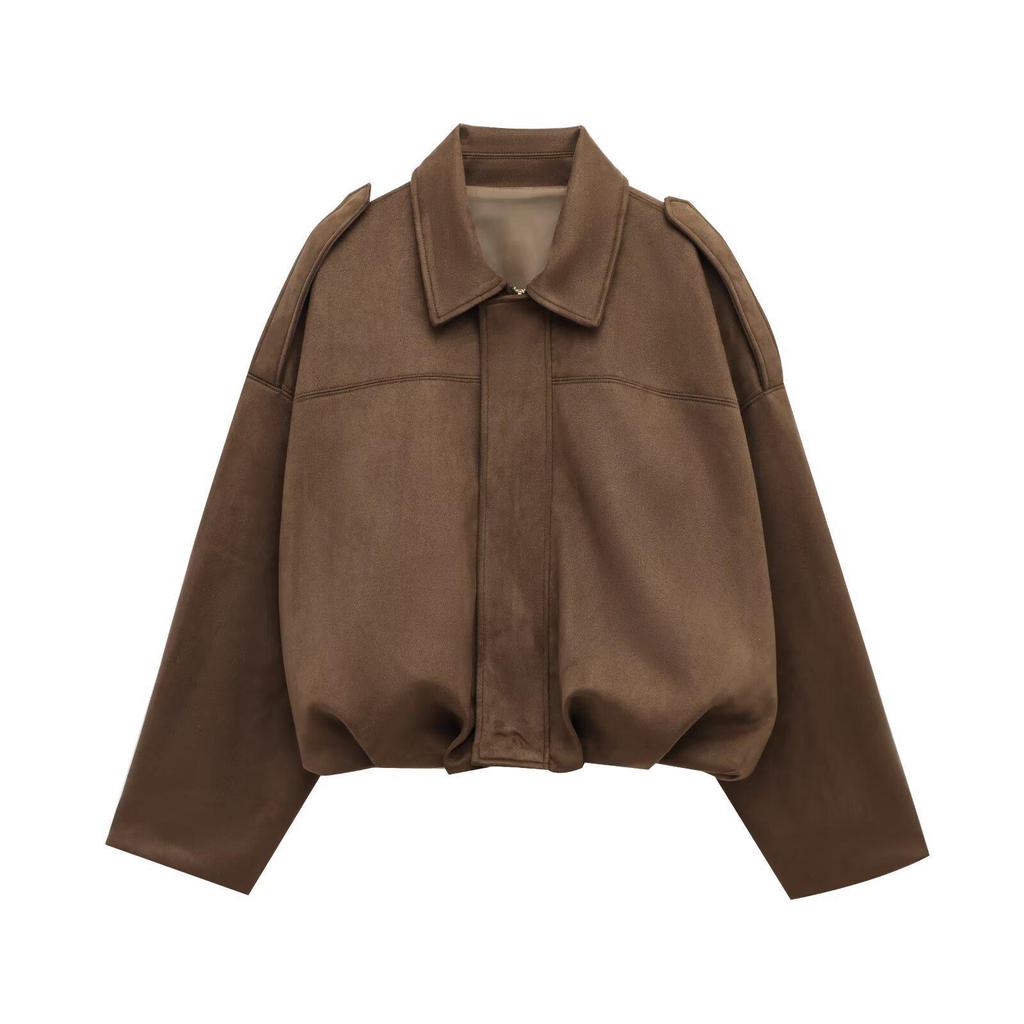 TAOP&ZA Women's Suede Bomber Jacket - Summer Commute Fashion