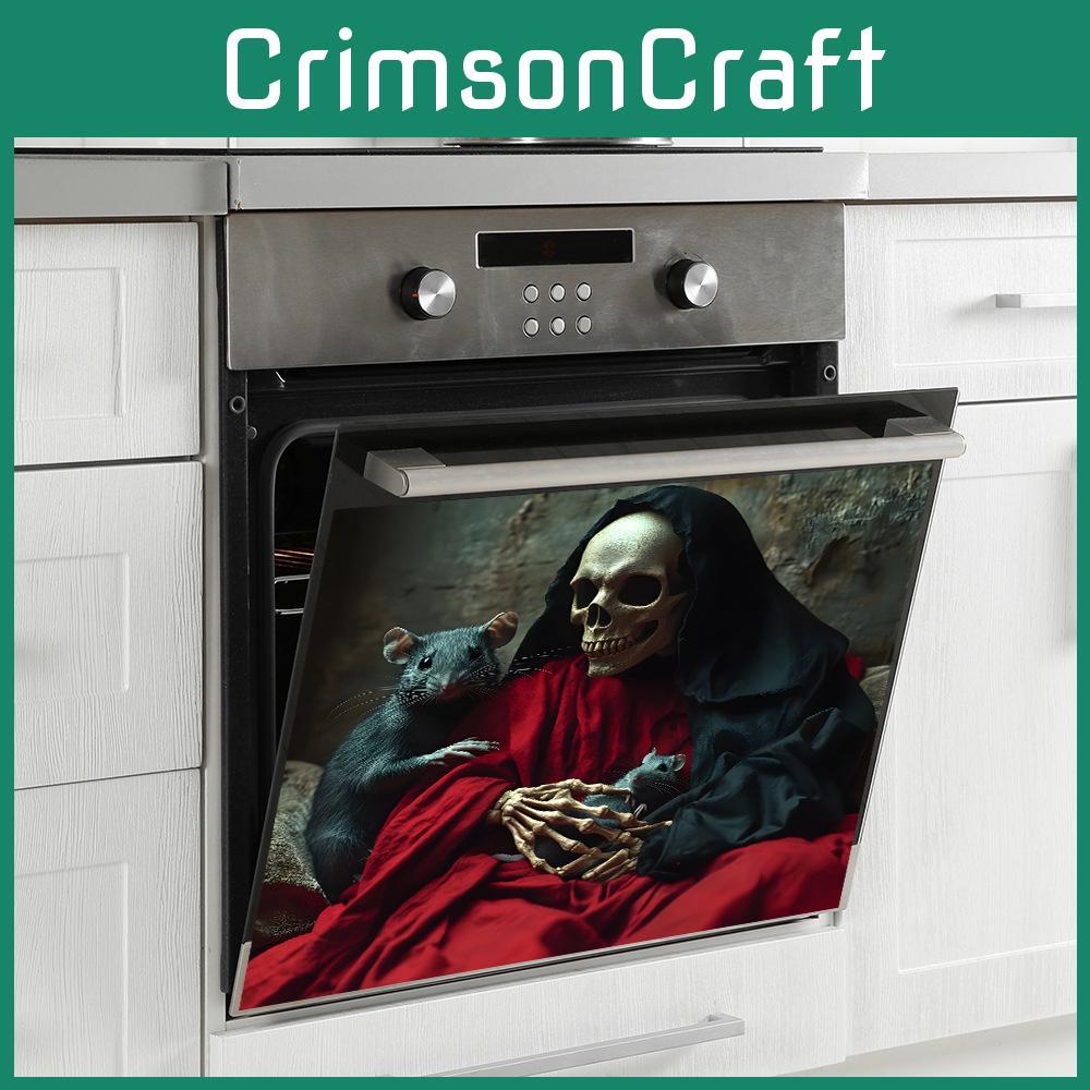 Halloween Skeleton Smile And Mouse Glass Cabinet Kitchen Decor Wall Stickers
