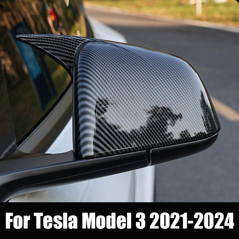 Car Upgrade For Tesla Model 3 - Gloss Black Carbon Fiber Rearview Mirror Covers Caps Exterior Accessories Trim