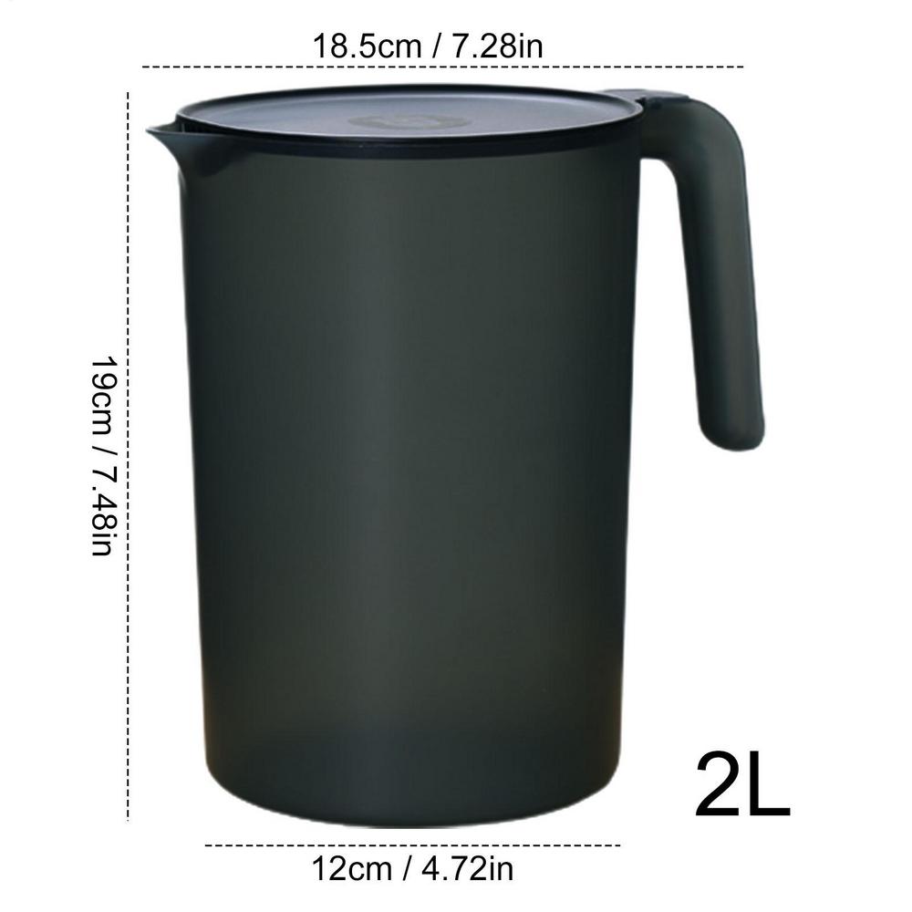 

Water Jugs Portable 2L Water Pitcher Jug Heat Resistant Drinks Dispenser With Handle Cold Hot Water Container For Home Travel чорний