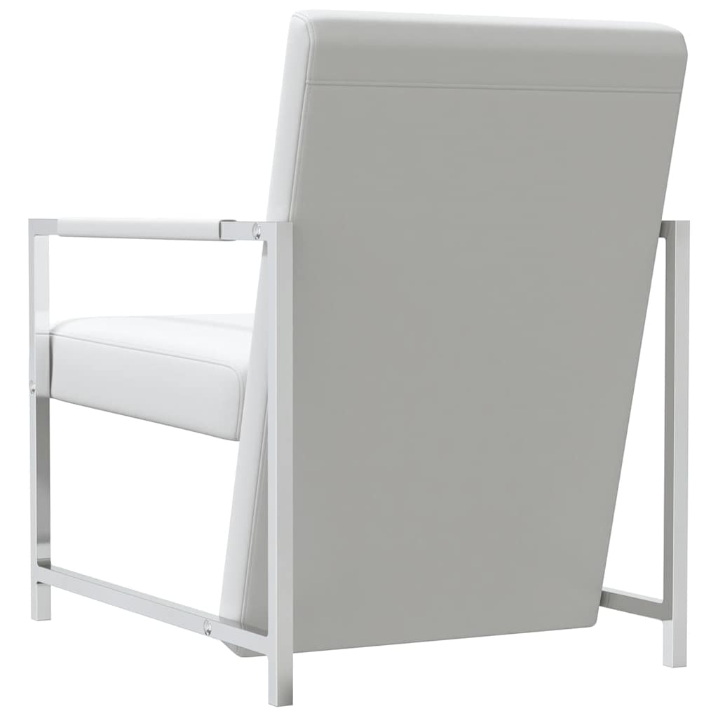 Armchair with Chrome Legs White Faux Leather