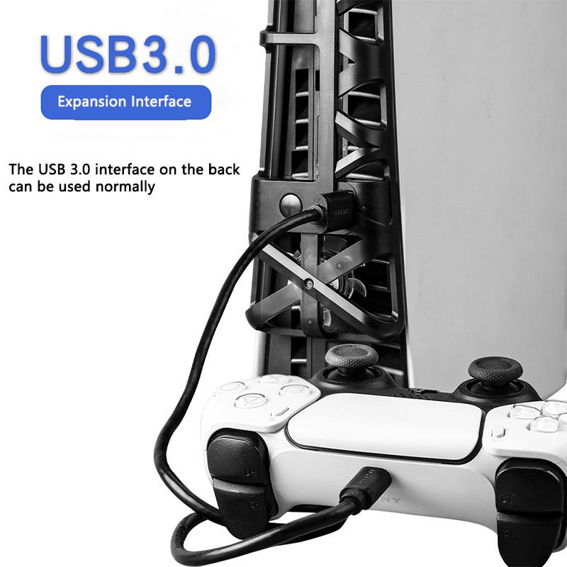 Wentylator chłodzący do PS5 Slim ze światłem LED do Playstation 5 Slim w wersji z napędem i cyfrowej, system chłodzenia, podstawa chłodząca, akcesoria