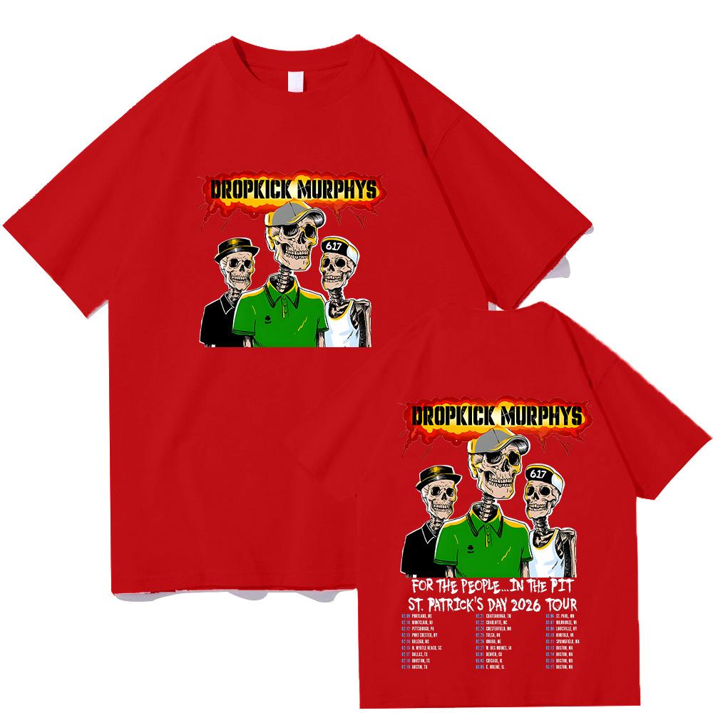 

Dropkick Murphys Tour 2026 T-shirts Summer Pure Cottons Clothing Unisex Casual Round Neck Short Sleeve T Shirt Y2K XXL червоний